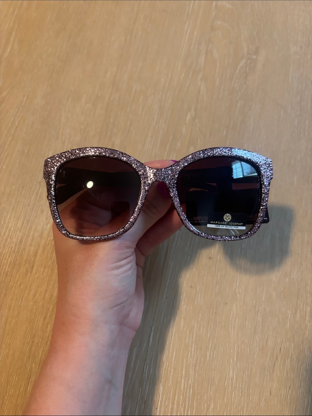 NWT Margaret Josephs Purple Glitter Sunglasses